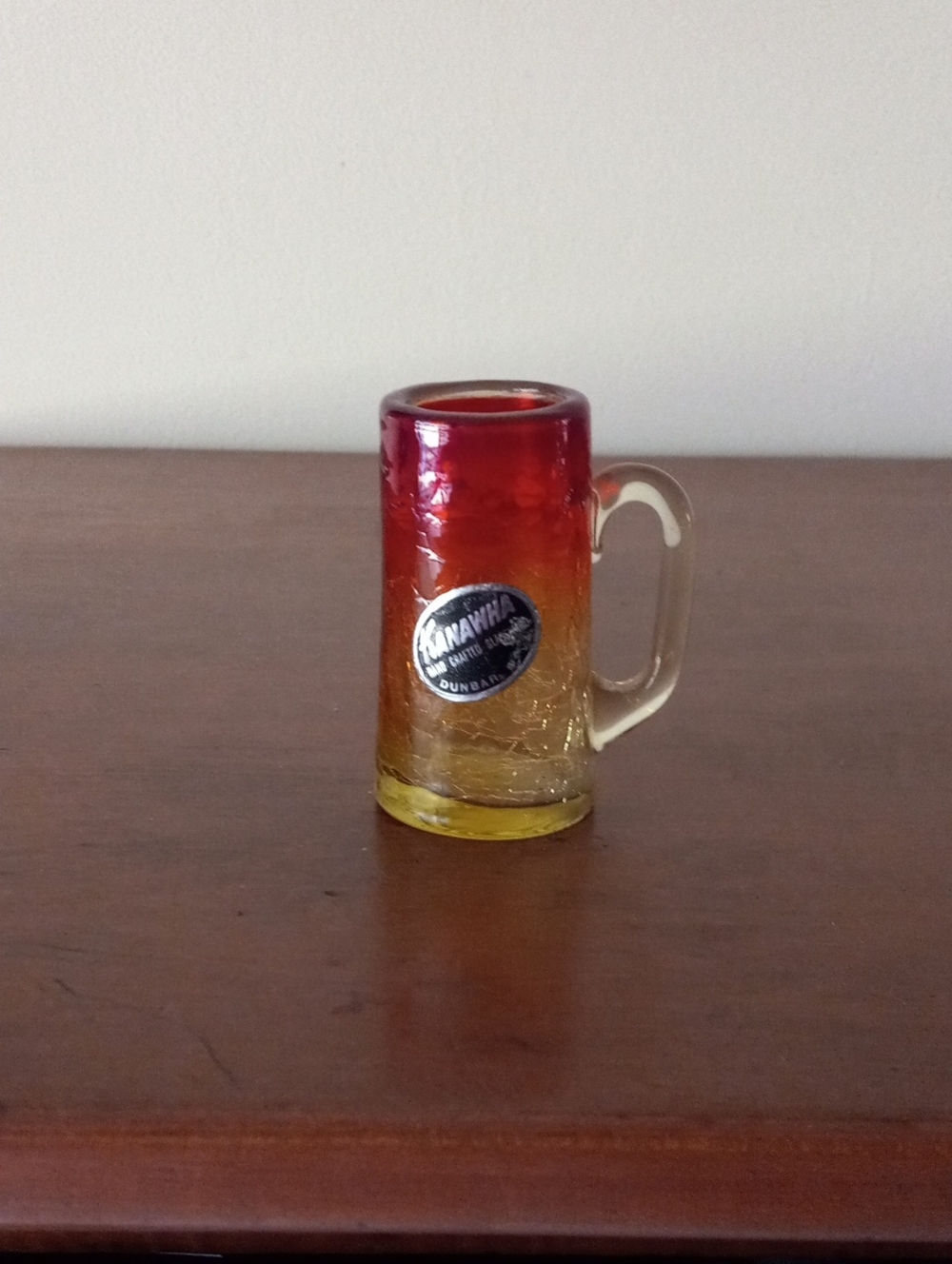 Kanawha Crackle Art Glass Mini Mug - Red to Yellow Ombre